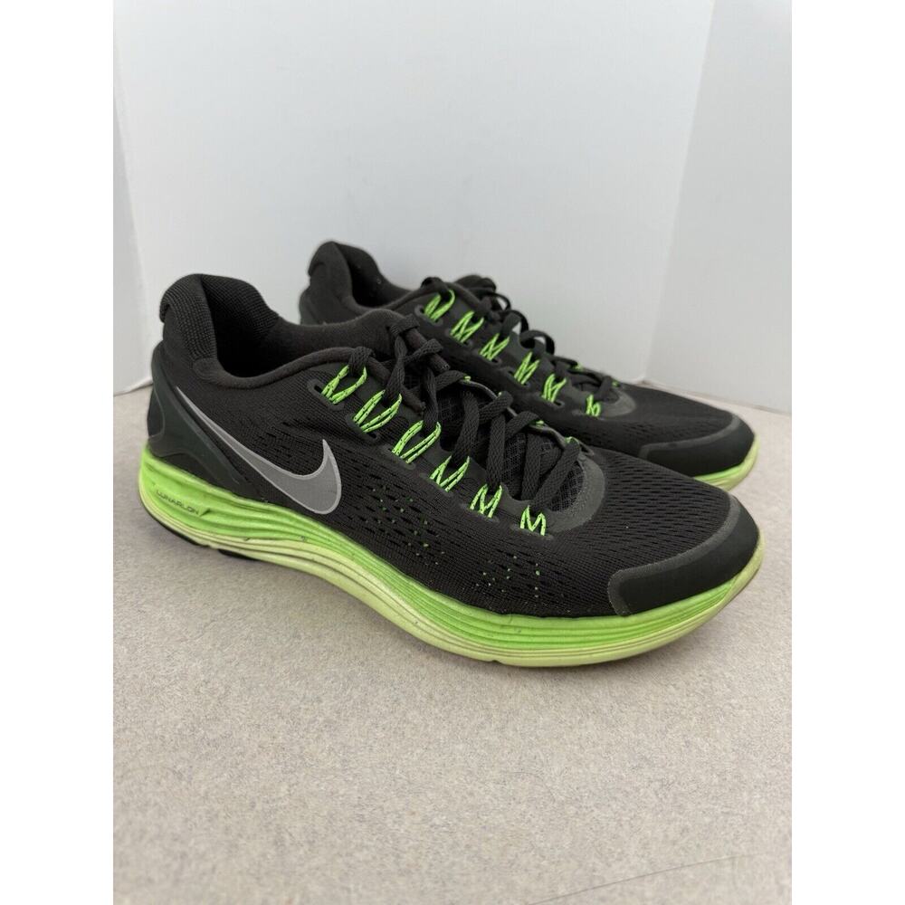 Women’s Nike Lunarglide Running Athletic Sneaker Shoes Black Neon Green Size 7.5